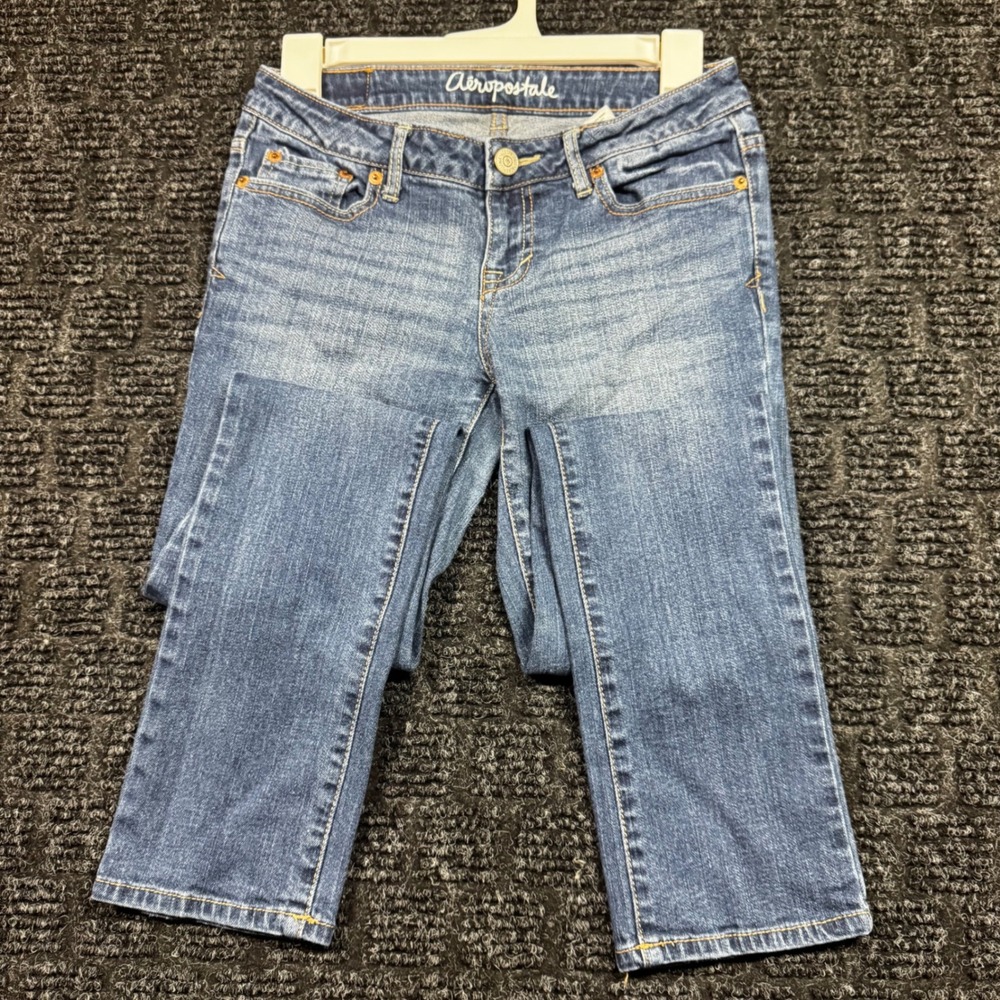 Aeropostale Bayla Skinny Jeans Womens 0 Short Medium Wash Low Rise Stretch Denim